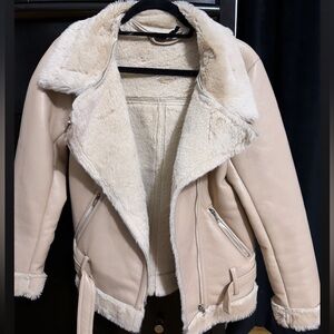 Beige faux leather jacket
